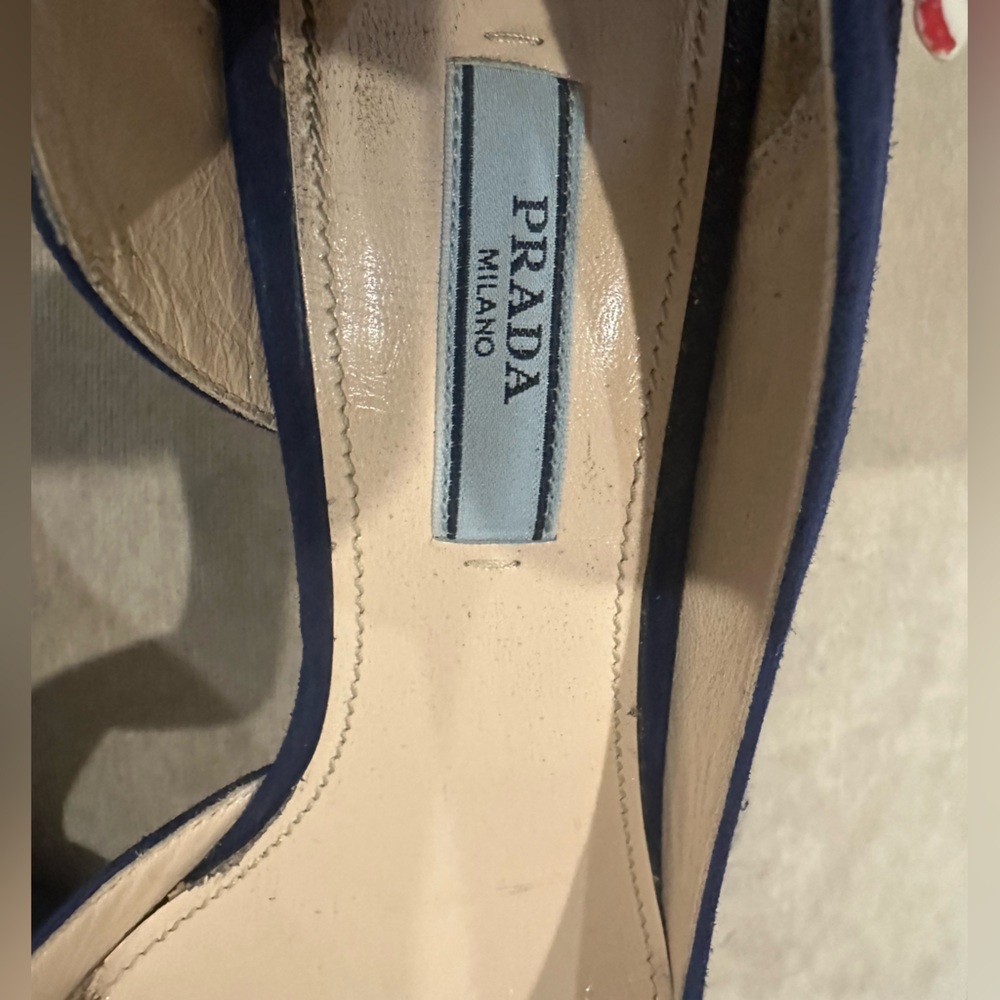 Prada Navy Suede and Black Patent Pointed-Toe Pump - Picture 9 of 14